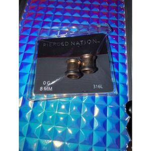 NWT Pierced Nation Rose Gold Tone Plugs 0G 8mm Copper Black Bronze Fall Earrings